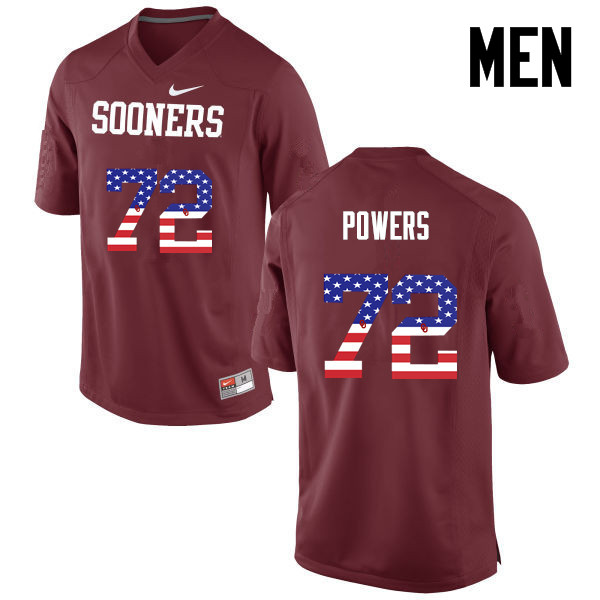 Men Oklahoma Sooners #72 Ben Powers College Football USA Flag Fashion Jerseys-Crimson - Click Image to Close
